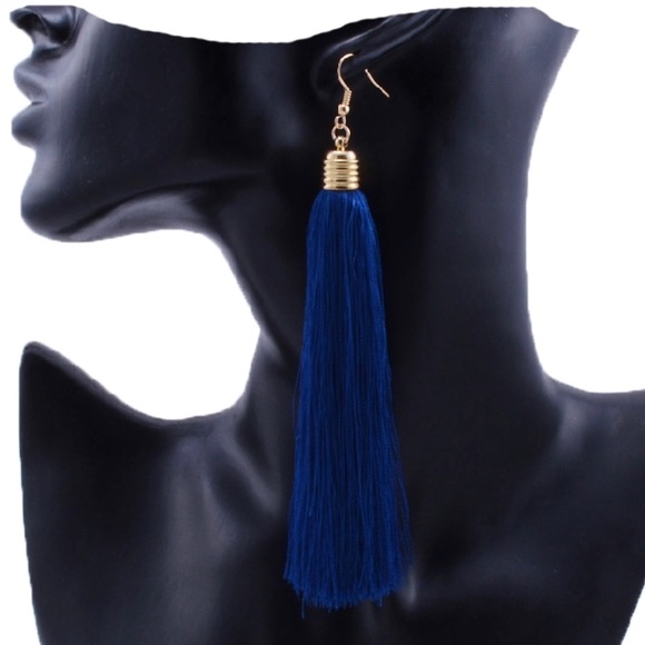 🌺 3/30$ Long Drop Tassel Baby Blue Earrings - Picture 4 of 4